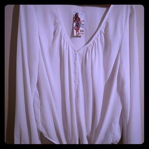 White Blouse That Ties At The Bottom